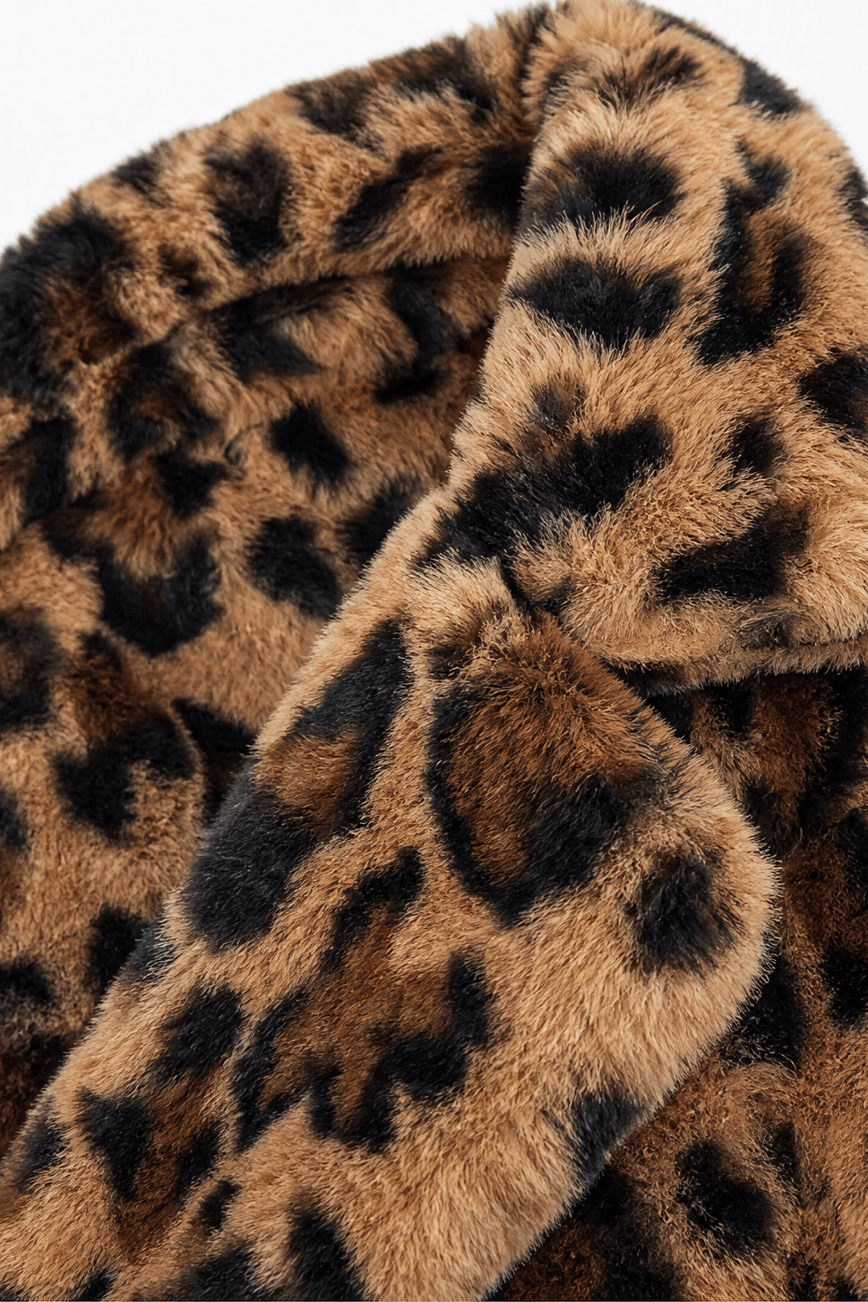 Women's Leopard Print Faux Fur Longline Coat with Open Front