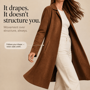 Women's Long Suede-Effect Button-Front Coat with Clean Vertical Line