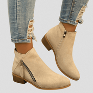 Women's Faux Suede Side-Zip Ankle Boots with Stacked Block Heel