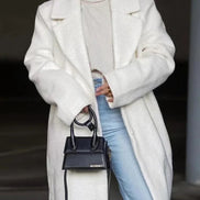 Christy Women's Oversized Longline Wool Blend Coat with Lapel Collar
