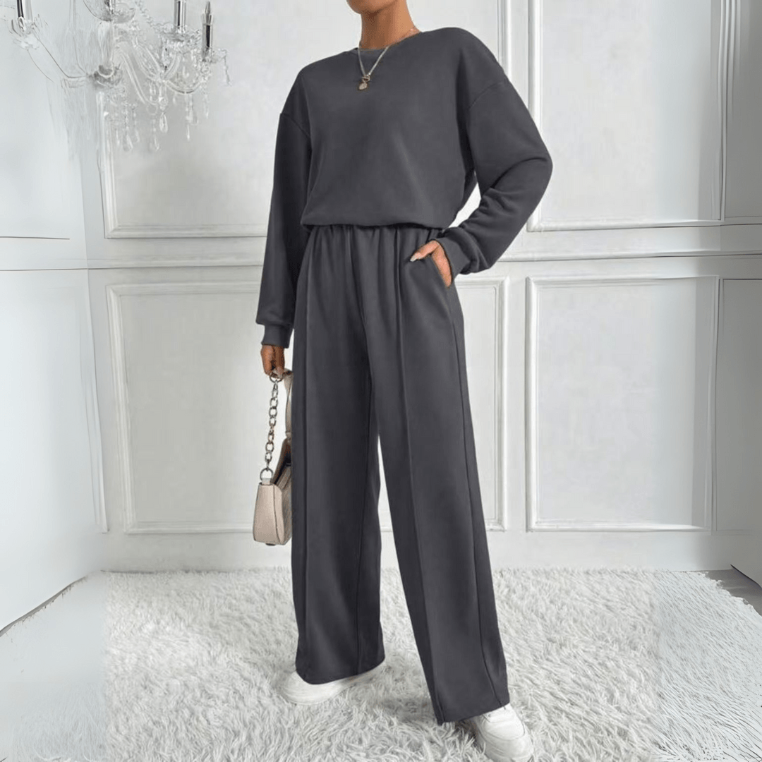 Ambra Long Sleeve Sweatshirt and Wide Leg Trouser Co-ord Set