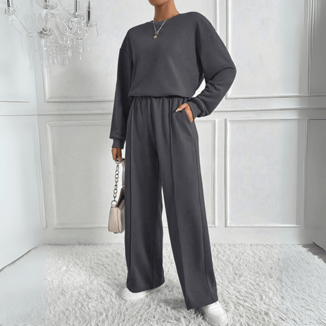 Ambra Long Sleeve Sweatshirt and Wide Leg Trouser Co-ord Set