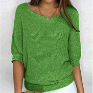 Jade Relaxed-Fit Batwing Sleeve Knitted Jumper for Women