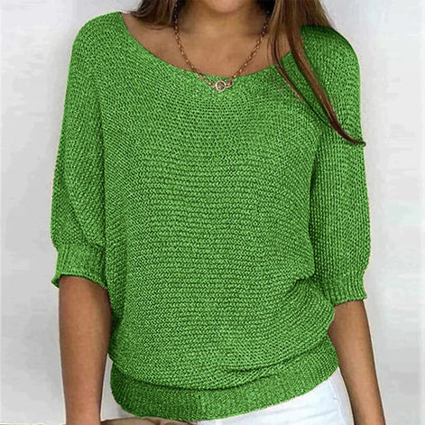 Jade Relaxed-Fit Batwing Sleeve Knitted Jumper for Women