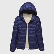Janey Wrap-Front Quilted Puffer Jacket with Hood for Women