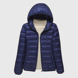 Janey Wrap-Front Quilted Puffer Jacket with Hood for Women