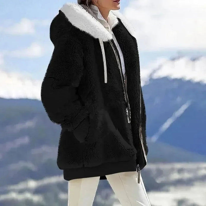 Keithy Colour-Block Fleece Hooded Jacket with Zip Pockets