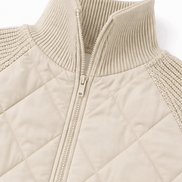 Women's Knit-Panel Quilted Puffer Jacket with Ribbed Cuffs
