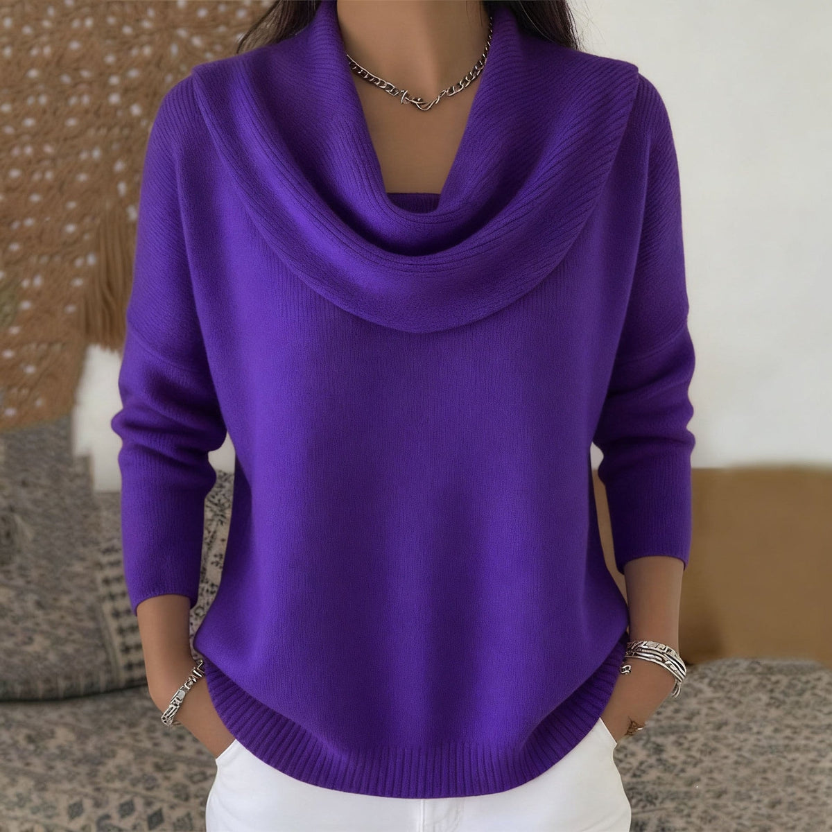 Vânia Cowl-Neck Ribbed Women's Knitted Jumper