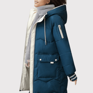 Hooded Longline Quilted Puffer Coat with Drawstring Waist
