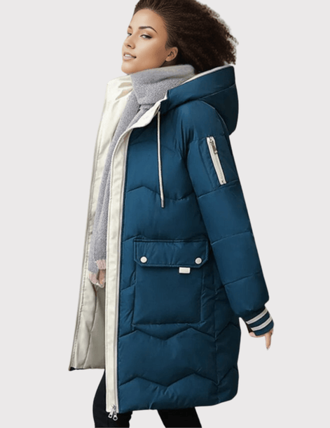Hooded Longline Quilted Puffer Coat with Drawstring Waist