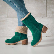 Rosaria Fleece-Lined Faux Suede Women's Boots with Block Heel