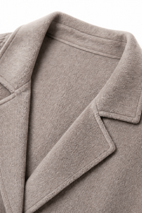 Cable-Knit Sleeve Double-Breasted Longline Coat for Women
