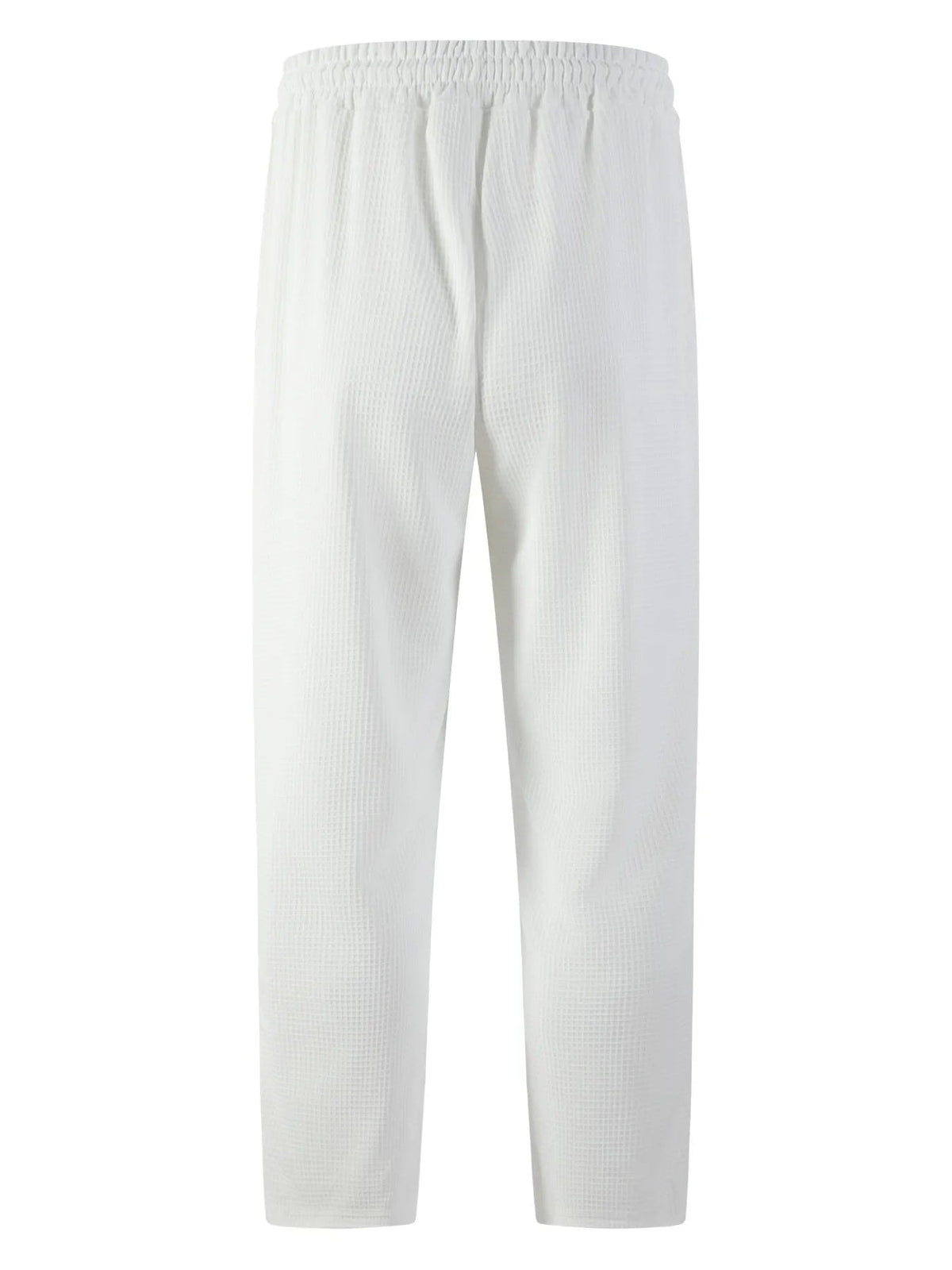 Men's Waffle-Textured Drawstring Jogger Trousers with Elastic Waist