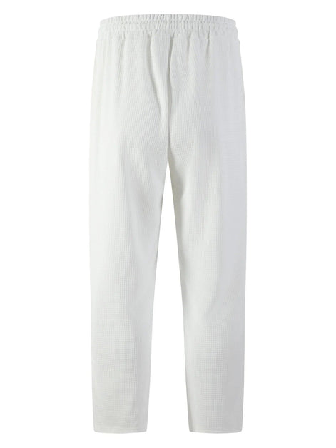 Men's Waffle-Textured Drawstring Jogger Trousers with Elastic Waist