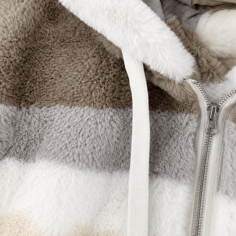 Women's Oversized Faux Fur Color-Block Hooded Coat