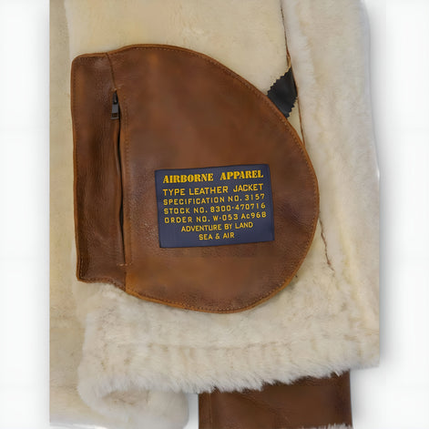 Shearling-Lined Aviator Bomber Jacket with Fur Hood for Men