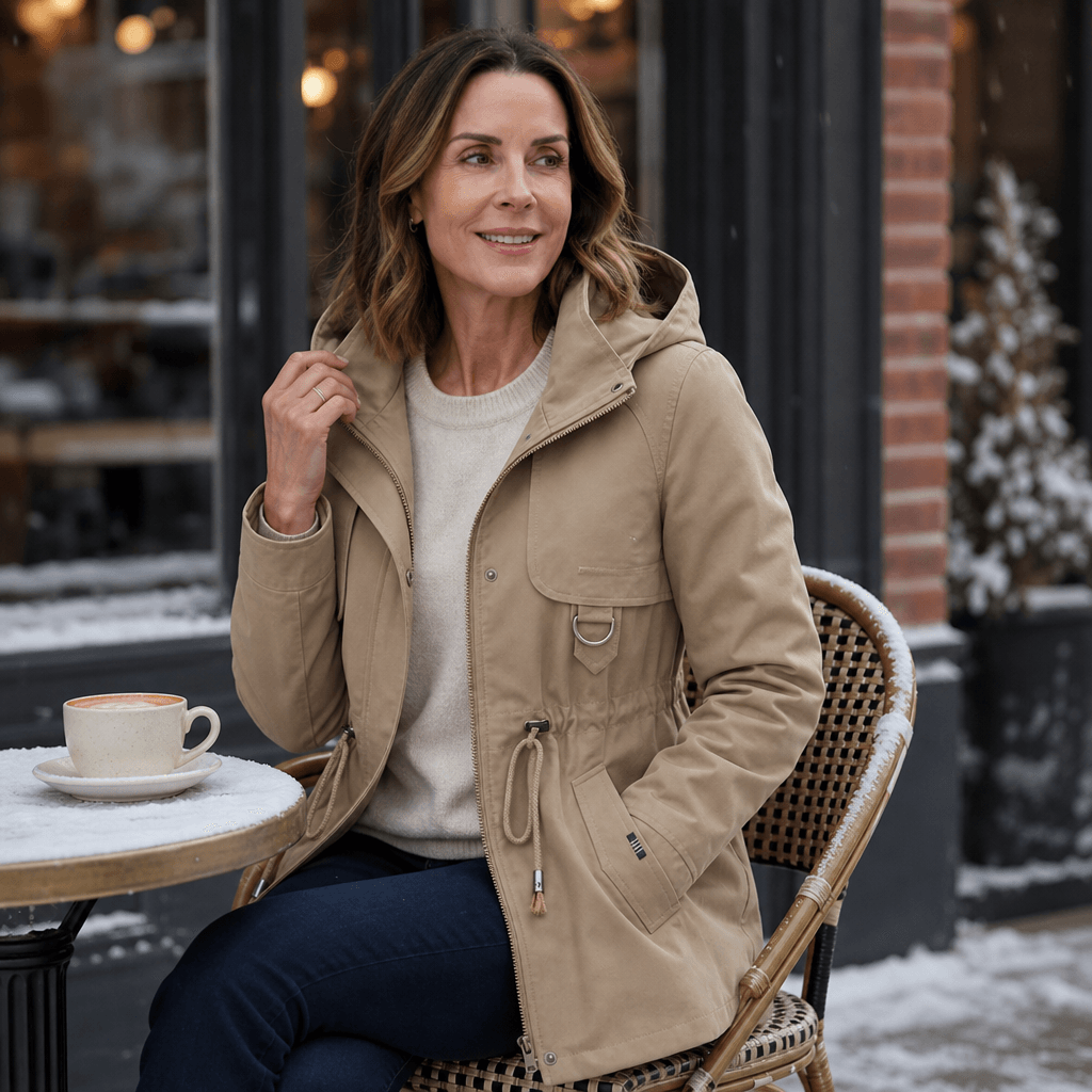 Midluna Adjustable Waist Mid-Length Hooded Winter Parka for Women