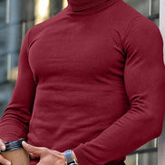 Men's Ribbed Turtleneck Knit Jumper with Long Sleeves
