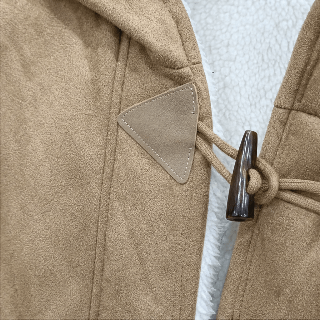 Women's Faux Shearling-Lined Hooded Duffle Coat with Hip-Length Fit