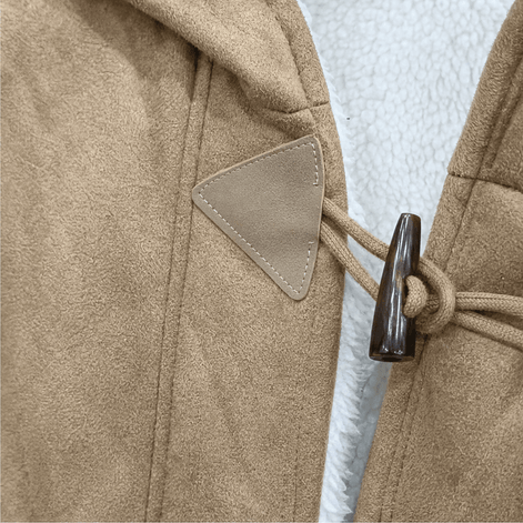 Women's Faux Shearling-Lined Hooded Duffle Coat with Hip-Length Fit