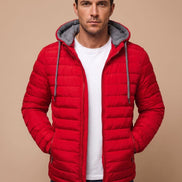 Dorian Men's Hooded Quilted Puffer Jacket with Packable Fold-Away Fit