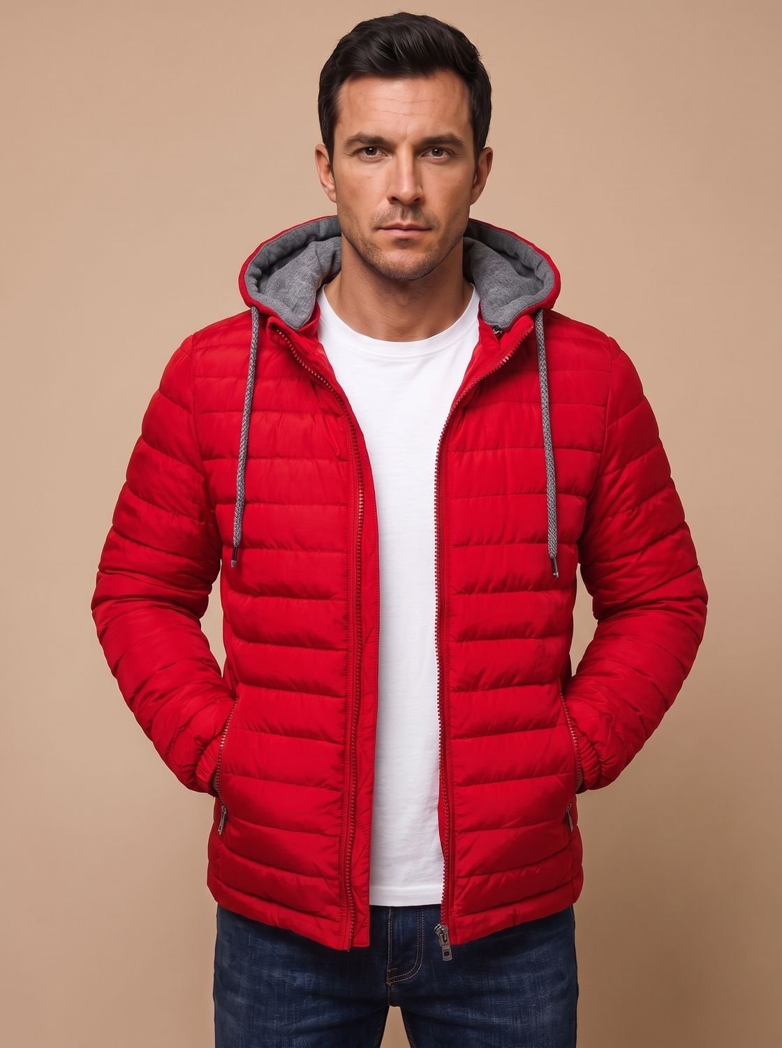 Dorian Men's Hooded Quilted Puffer Jacket with Packable Fold-Away Fit
