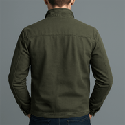 Men's Cotton Zip-Up Jacket with Stand Collar