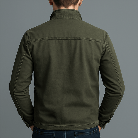 Men's Cotton Zip-Up Jacket with Stand Collar