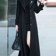 Elora Belted Shawl Collar Long Wool-Blend Coat with Button Front