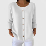 Wena Button-Front Women's Knitted Cardigan with Hooded V-Neck