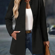 Sofia Women's Button-Front Winter Coat with Stand Collar