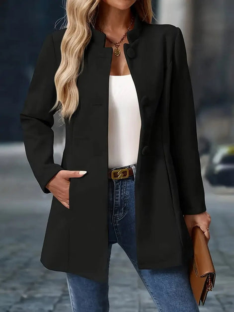 Sofia Women's Button-Front Winter Coat with Stand Collar