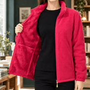 Meredith-Hope Zip-Up Fleece Jacket with Stand Collar