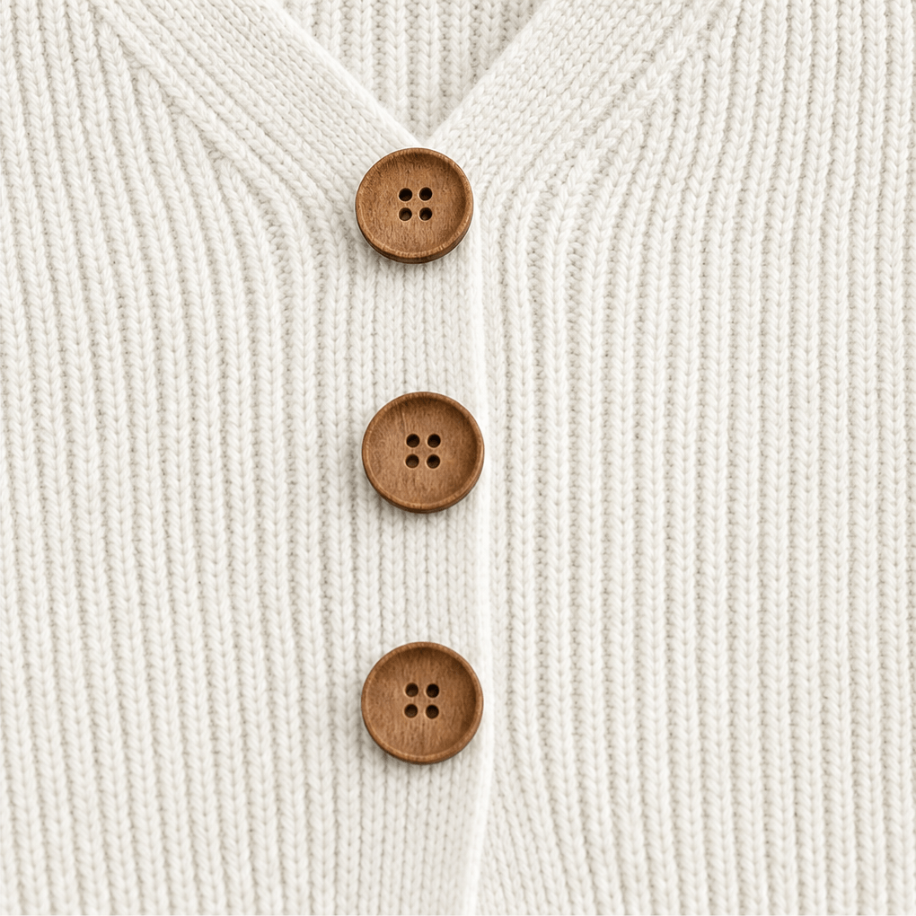 Vessa Ribbed V-Neck Button Detail Women's Knitted Jumper