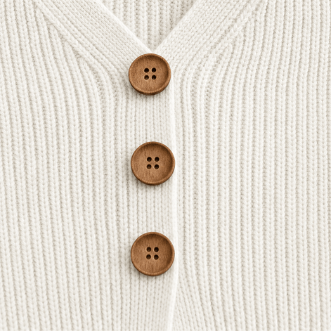 Vessa Ribbed V-Neck Button Detail Women's Knitted Jumper