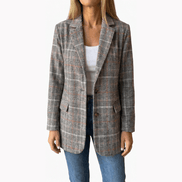 Relaxed Fit Plaid Lapel Blazer for Women Tailored to Flatter