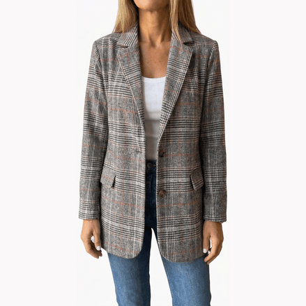 Relaxed Fit Plaid Lapel Blazer for Women Tailored to Flatter