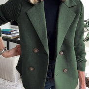 Sorelle Double-Breasted Women's Tailored Blazer with Knit Sleeves