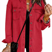 Wilda Denim Button-Through Oversized Longline Jacket for Women
