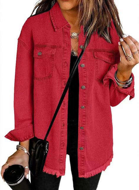 Wilda Denim Button-Through Oversized Longline Jacket for Women