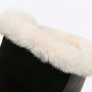 Fleece-Lined Knee High Boots for Women with Faux Fur Trim
