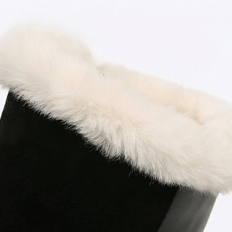 Fleece-Lined Knee High Boots for Women with Faux Fur Trim