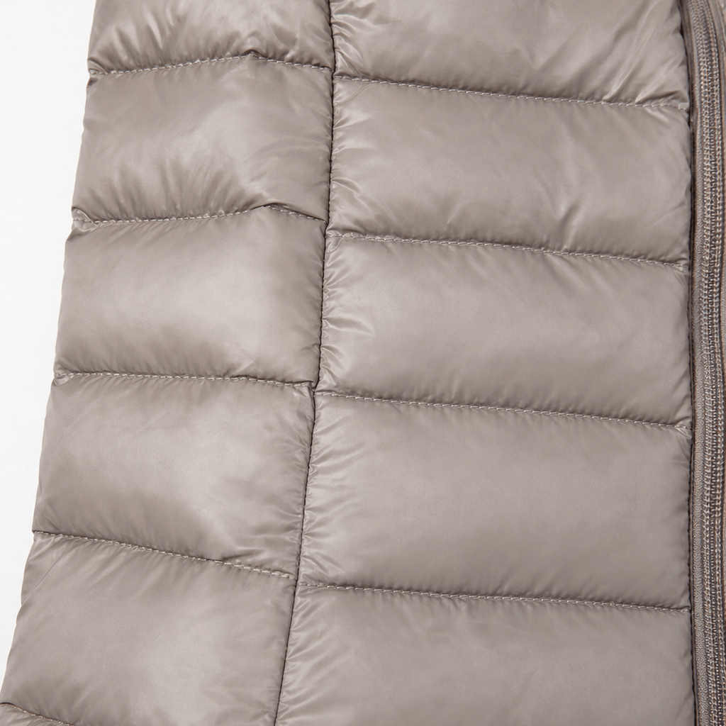 Women's Long Quilted Puffer Coat with Hood in Polyester