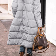Women's Long Polyester Coat with Teddy Fleece Lining and Hood