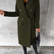 Jolie Double-Breasted Longline Women's Winter Coat with Tailored Lapels