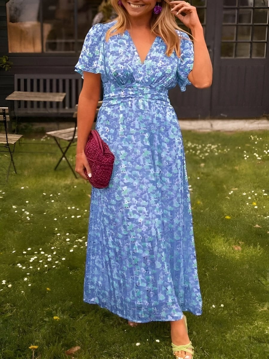 Amelia Floral Wrap Maxi Dress for Autumn Wedding Guests