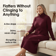 Velara Women's Turtleneck Knitted Jumper Dress with Pockets