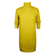 Women's Roll Neck Long Sleeve Knitted Jumper Dress with Ribbed Cuffs