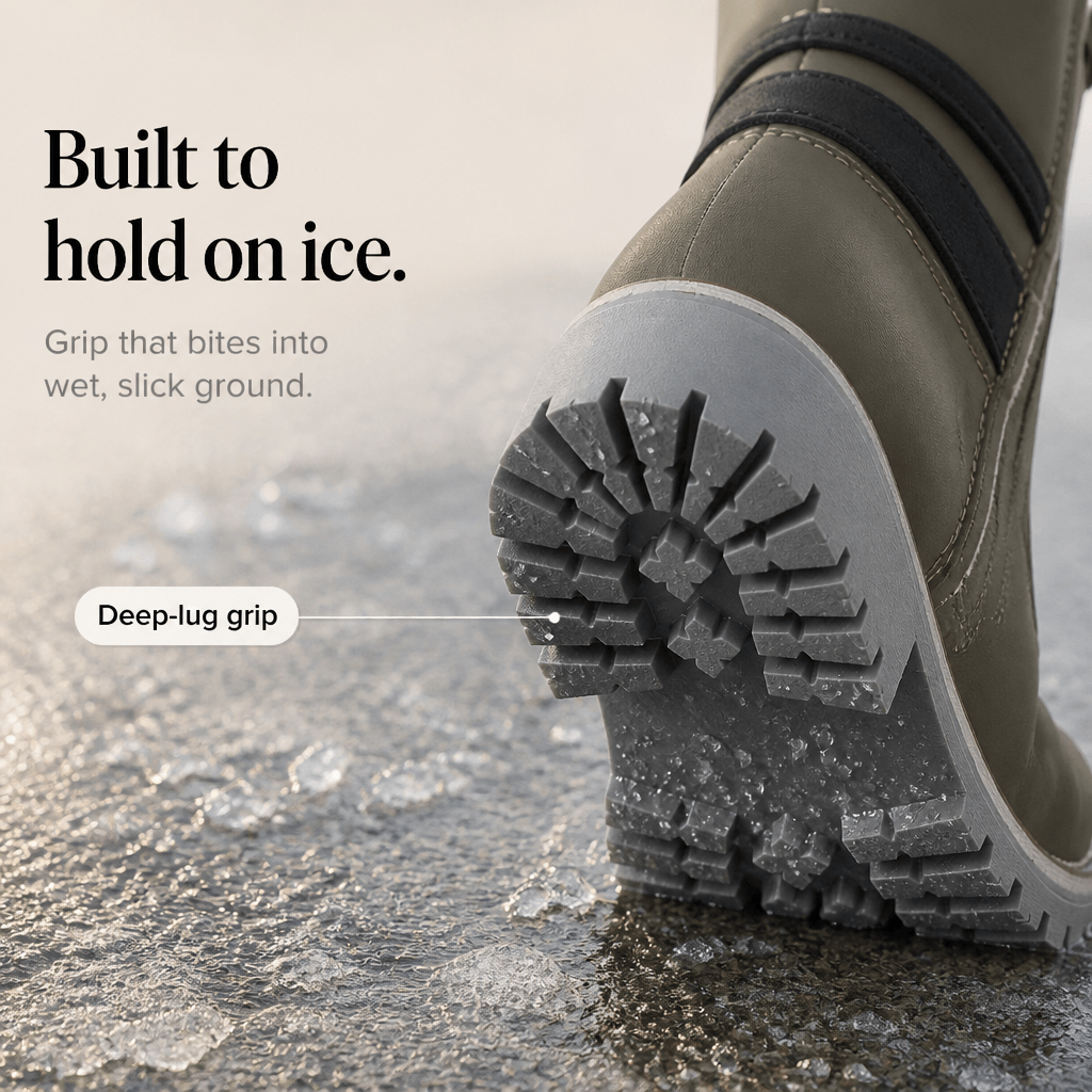 Women's Knit-Cuff Lace-Up Winter Boots with Buckle Strap